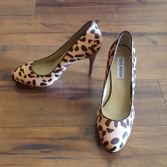 Steve Madden Leopard Print Platform Pumps Heels - Picture 4 of 7